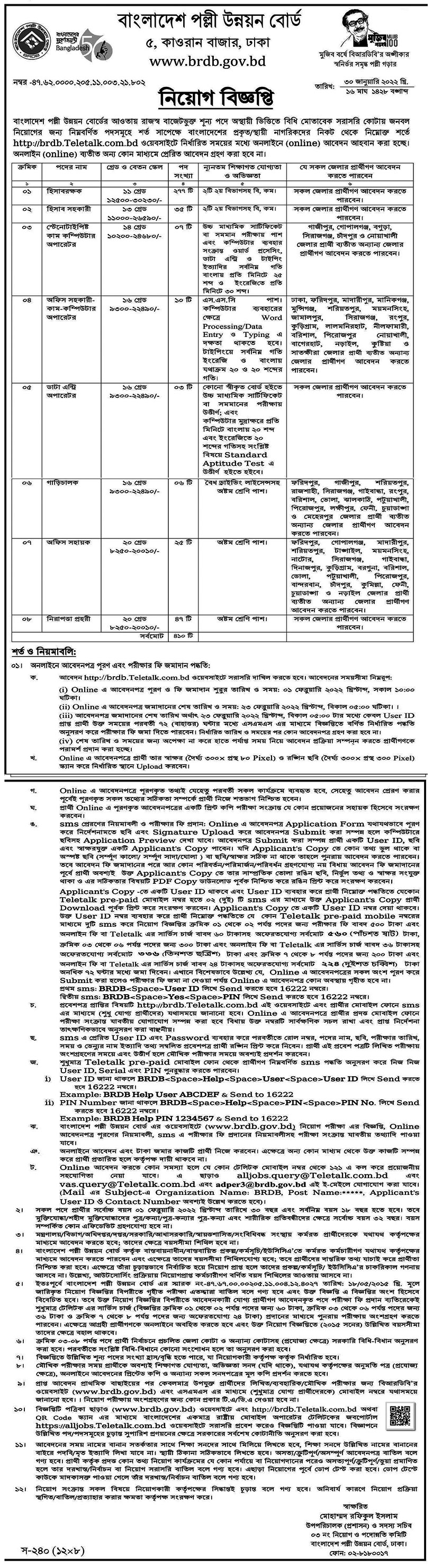 Bangladesh Rural Development Board Job Circular